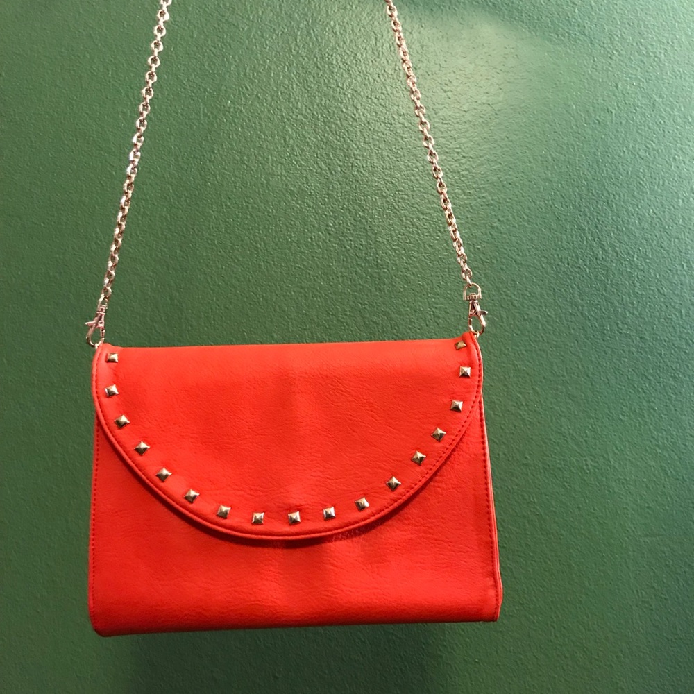 Vibrant Orange Crossbody Studded Bag